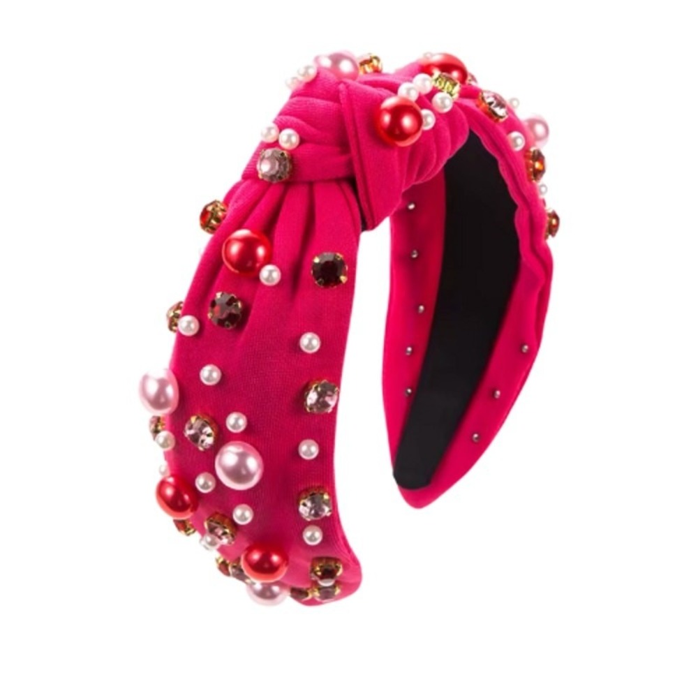 Jeweled Headband Pink Pearls‎ and Rhinestones